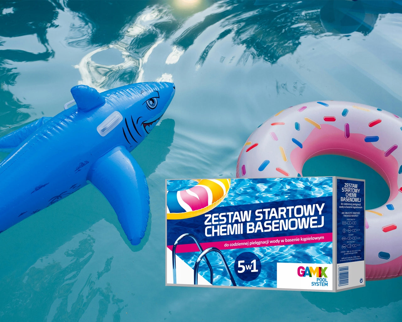 STARTER KIT 5IN1 POOL CHEMICALS CHLORINE SHOCK ALGAE -PH+ FOR GAMIX Kind chlorine