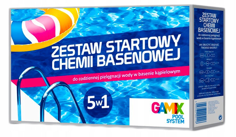 STARTER KIT 5IN1 POOL CHEMICALS CHLORINE SHOCK ALGAE -PH+ FOR GAMIX Weight 4.71 kg