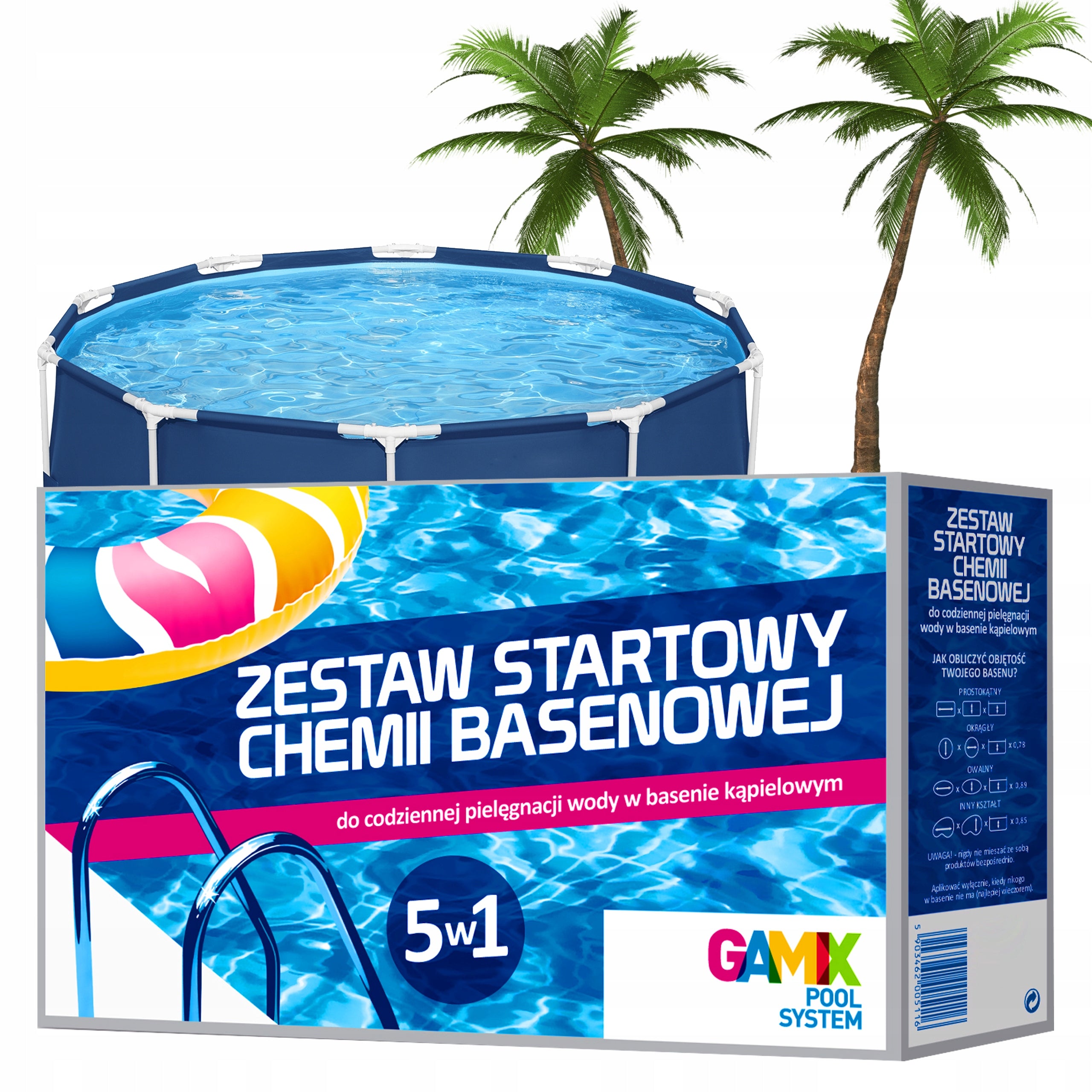STARTER KIT 5IN1 POOL CHEMICALS CHLORINE SHOCK ALGAE -PH+ FOR GAMIX