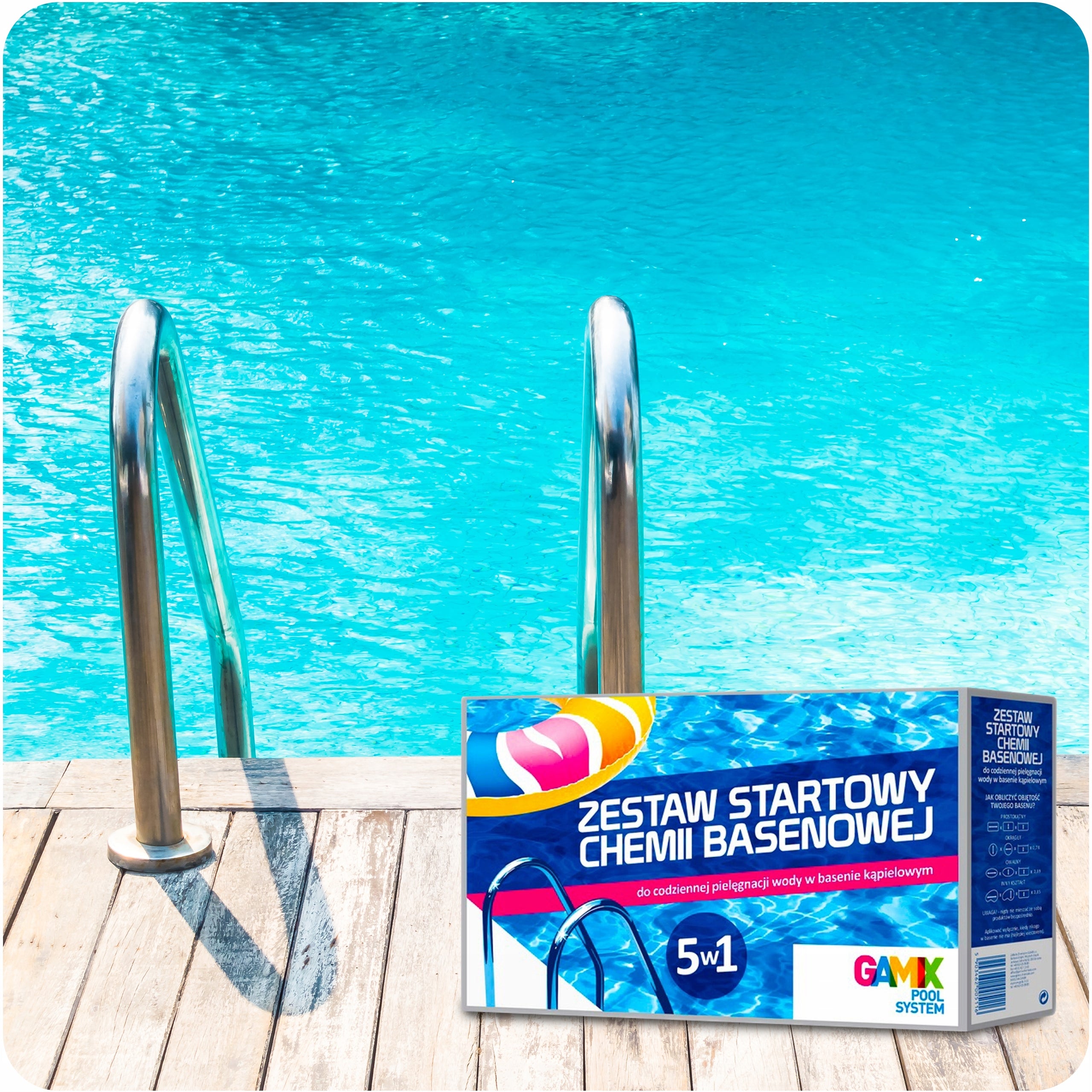 STARTER KIT 5IN1 POOL CHEMISTRY CHLORINE SHOCK ALGAE -PH+ FOR SWIMMING POOL GAMIX Manufacturer code nie występuje