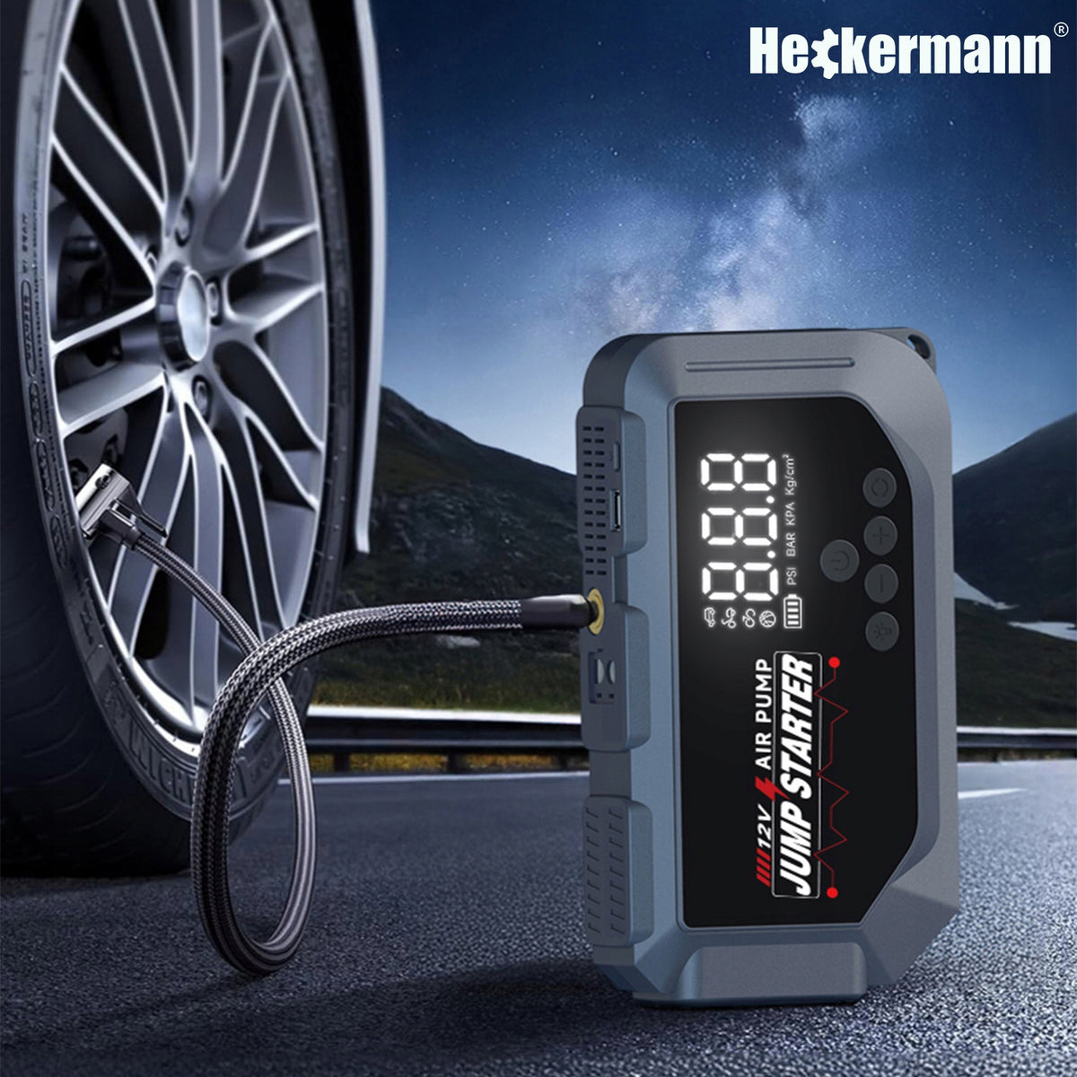 STARTING DEVICE BOOSTER JUMP STARTER 18000 mAh COMPRESSOR 150PSI 2in1 Battery capacity 18000 mAh