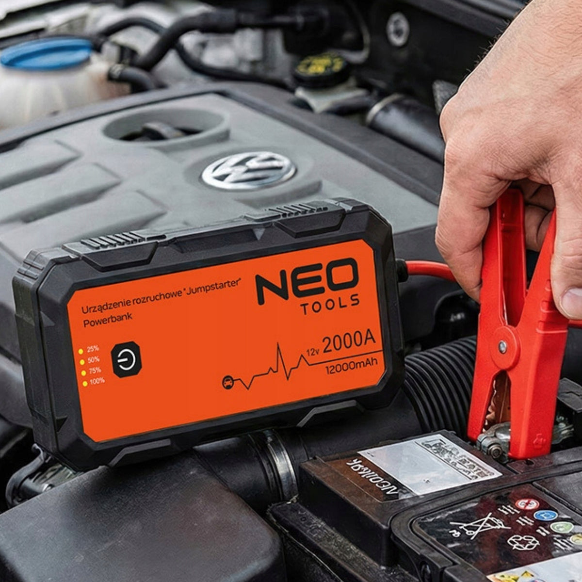 STARTING DEVICE BOOSTER JUMP STARTER POWERBANK 12000mAh LED NEO TOOLS Brand NEO TOOLS