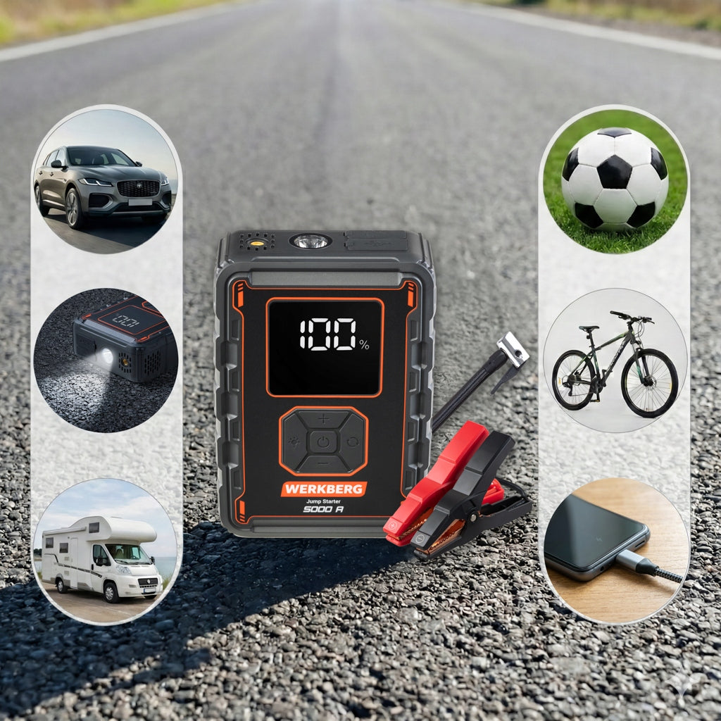 STARTING DEVICE POWERBANK Booster 5000A 32000mAh Compressor Brand WERKBERG