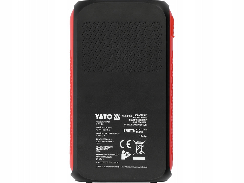 STARTING DEVICE YATO 600A WITH COMPRESSOR YT-83086 12000mAh 12V Brand Yato