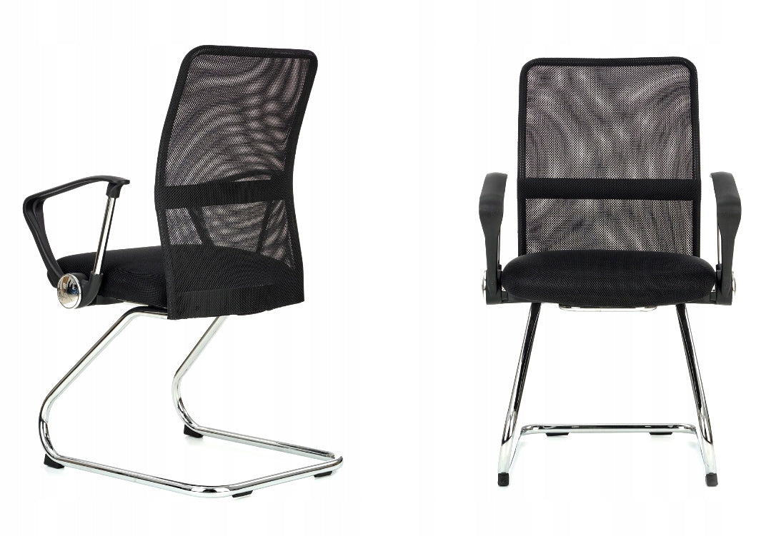 STATIONARY CHAIR ON SKIDS FOR OFFICE BLACK VIRE SKID MESH + MEMBRANE