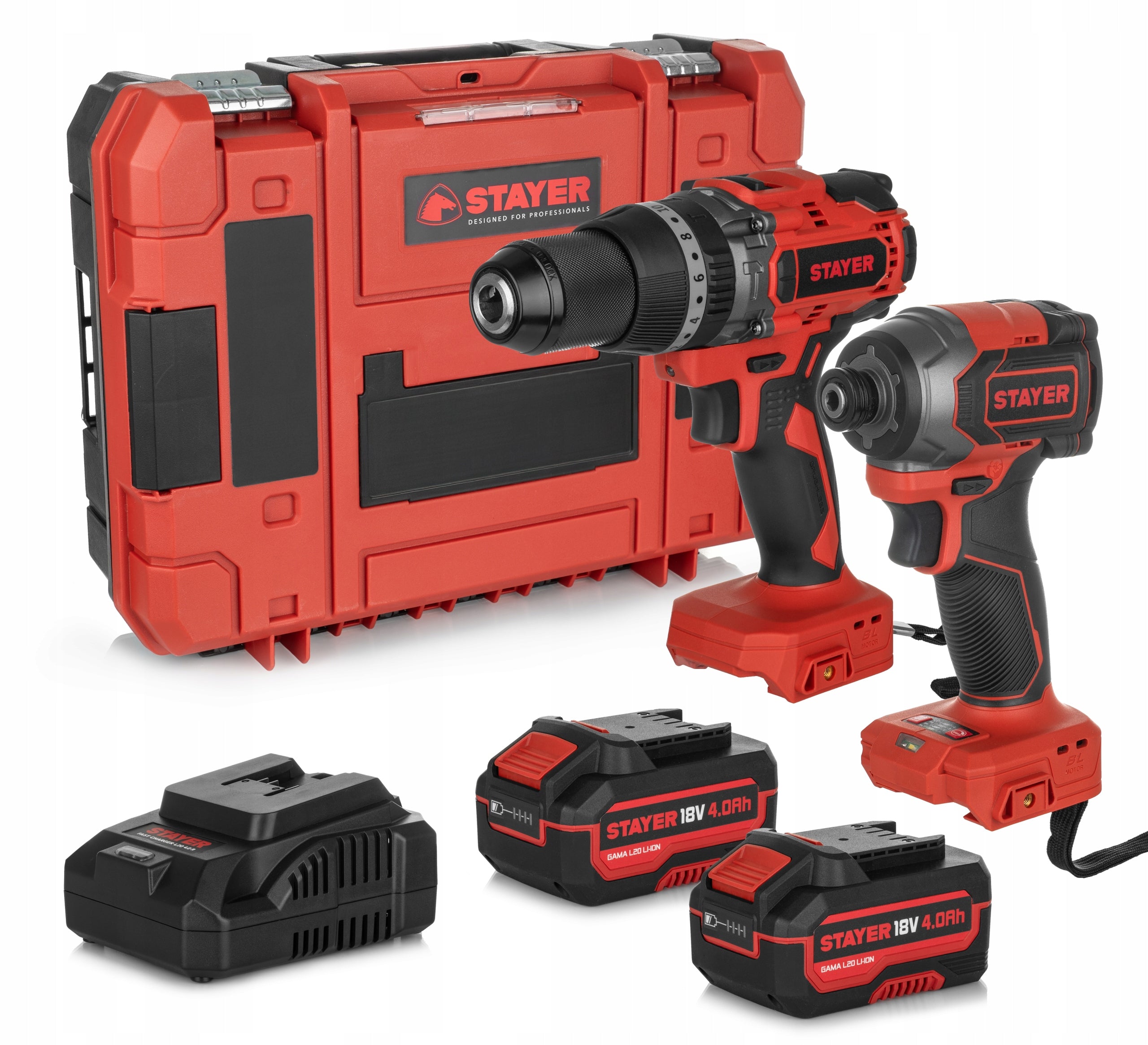 STAYER BRUSHLESS DRILL/DRIVER SET 80NM SCREW DRIVER 230NM 2X4AH