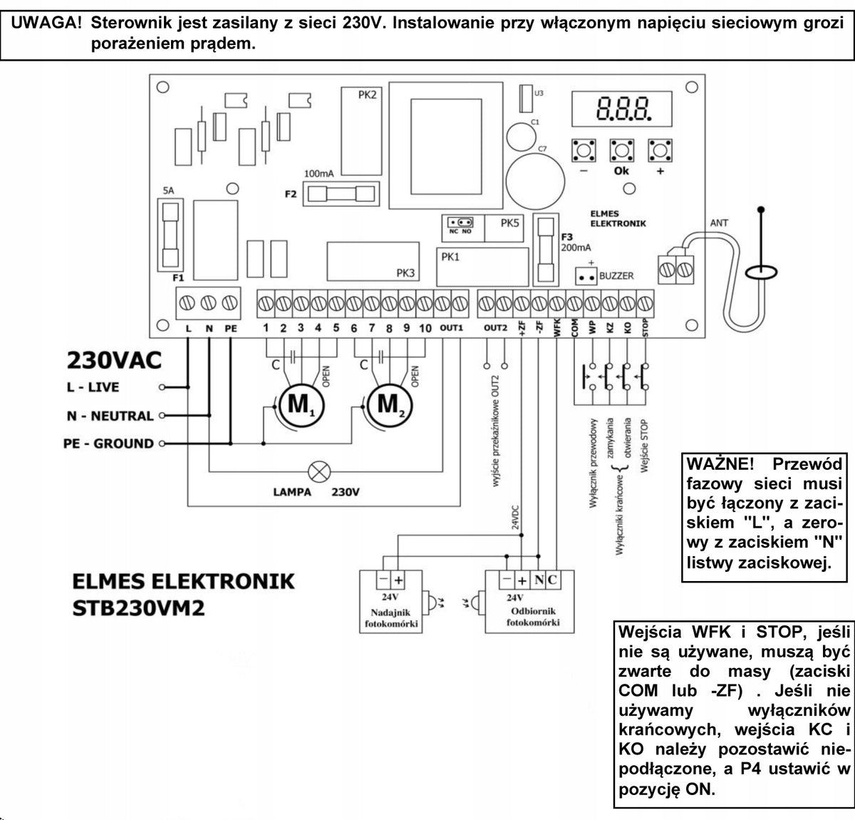 STB230VM2 Controller for single/two swing gate EAN (GTIN) 5906770220011