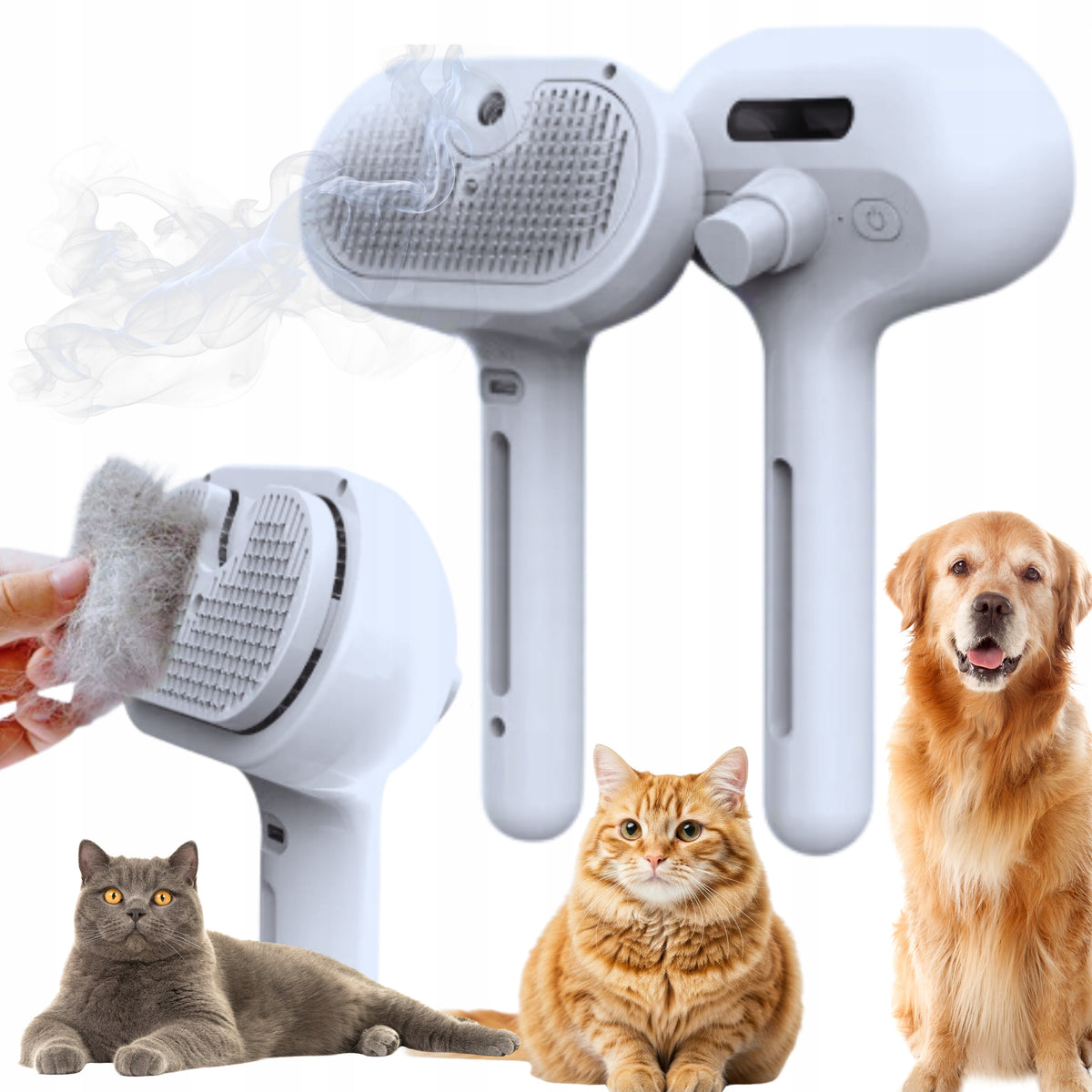 STEAM BRUSH FOR CAT AND DOG 3IN1 USB CHARGING Brand Zaxer