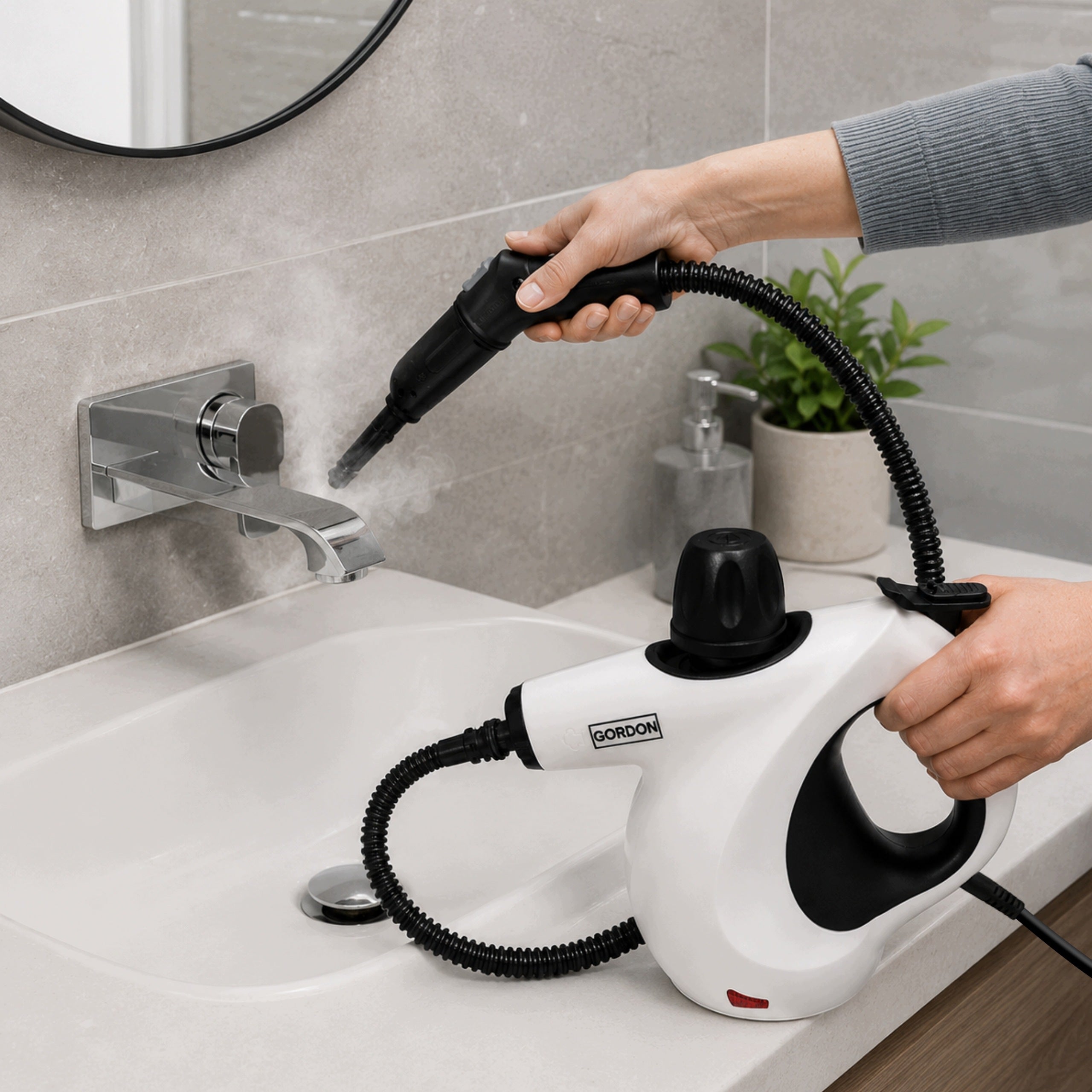 STEAM CLEANER 1050W WHITE STEAMER 3,5 BAR FOR KITCHEN BATHROOM GROUT SET Packaging status original