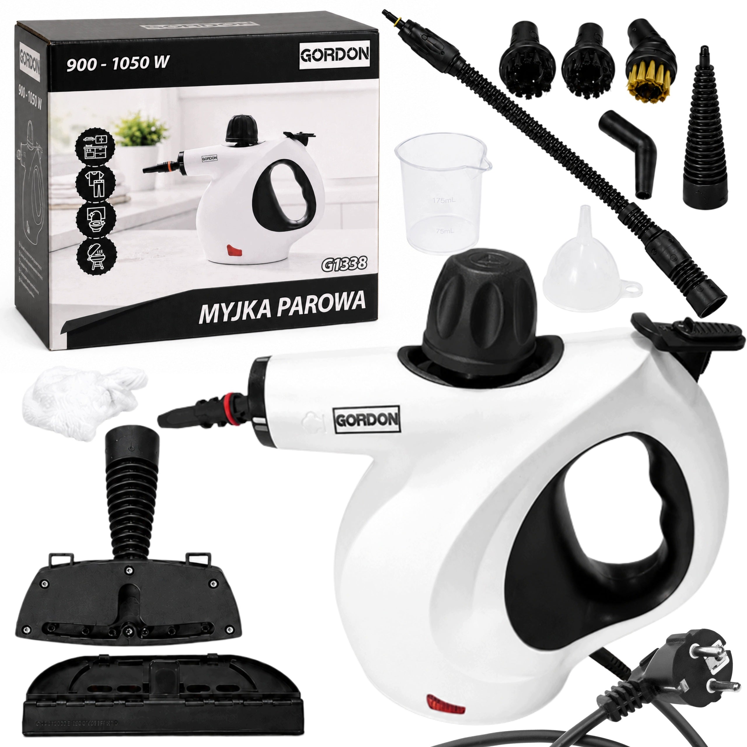 STEAM CLEANER 1050W WHITE STEAMER 3,5 BAR FOR KITCHEN BATHROOM GROUT SET