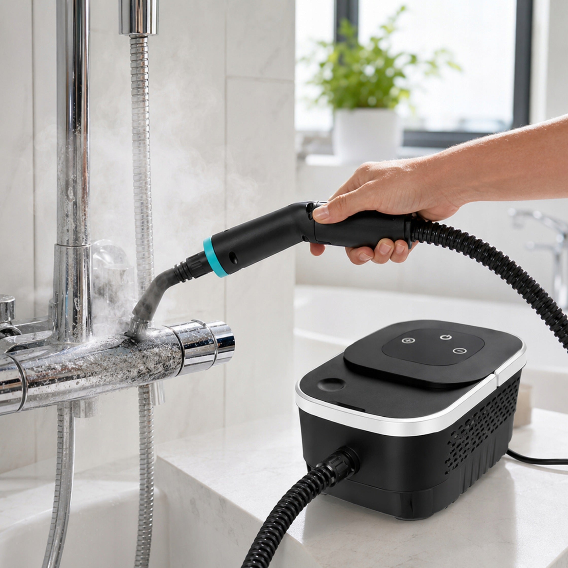 STEAM CLEANER 2500W BLACK STEAMER 4 BAR 105°C FOR KITCHEN BATHROOM WINDOWS Manufacturer code URZĄDZENIE CZYSZCZĄCE ZASILANE DO MYCIA PARĄ