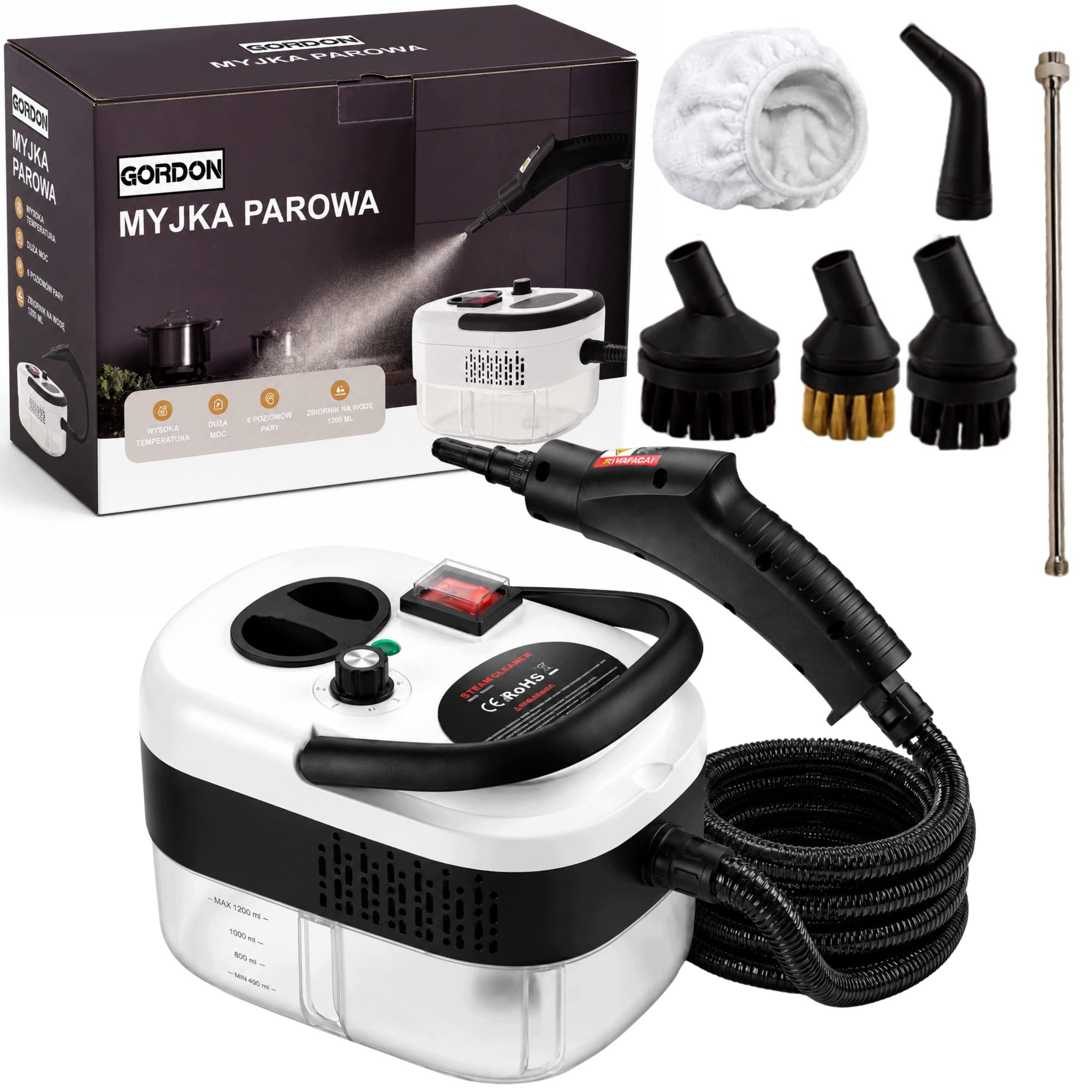 STEAM CLEANER 2500W WHITE STEAMER CLEANER FOR KITCHEN BATHROOM GROUT WINDOWS