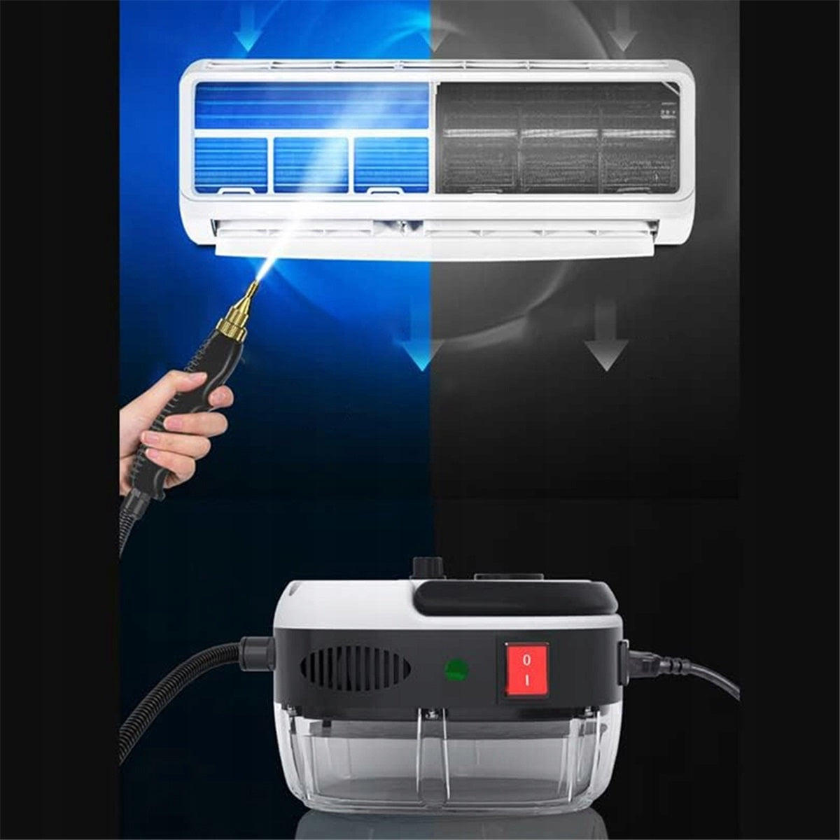 STEAM CLEANER 2500W WHITE WITH A CAPACITY OF 1000ML FOR HOME AND CAR Packaging status original
