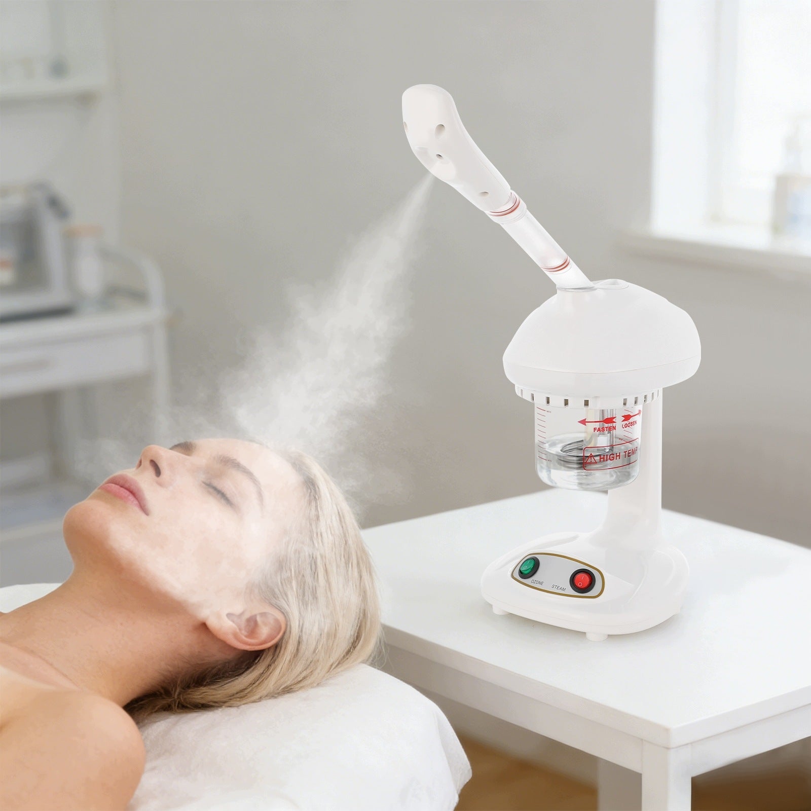 STEAM FACIAL SAUNA HUMIDIFIER STEAMER FREESTANDING ROTATING NOZZLE 360° Packaging status original