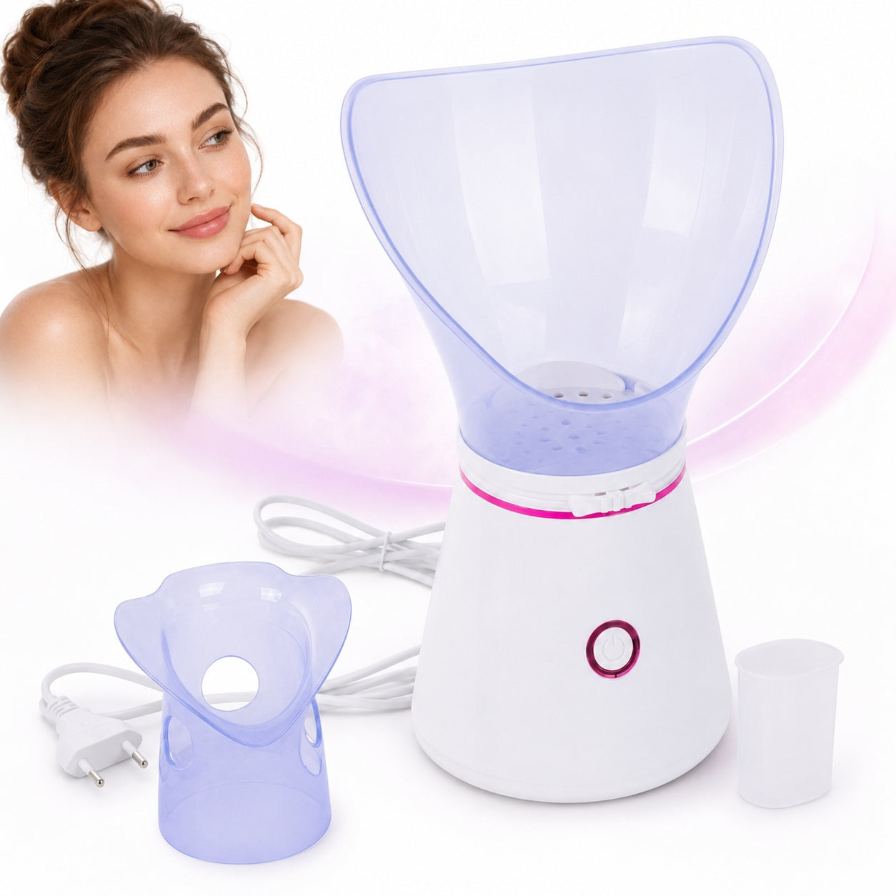 STEAM FACIAL SAUNA NASAL INHALER HOUSEHOLD SPA HUMIDIFIER 130W 2 MASKS