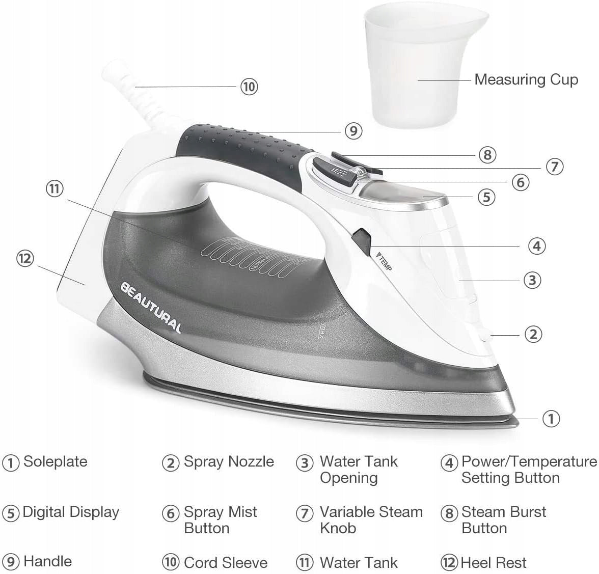 STEAM IRON 2400W LCD 9 MODES CERAMIC FOOT 340ml Packaging status original