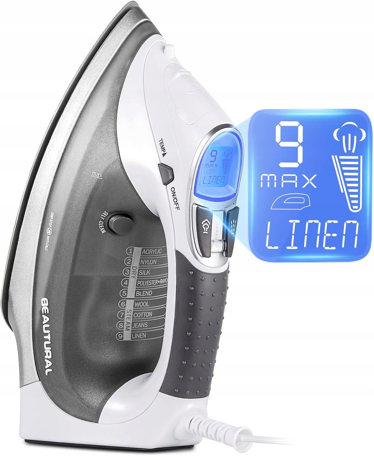 STEAM IRON 2400W LCD 9 MODES CERAMIC FOOT 340ml