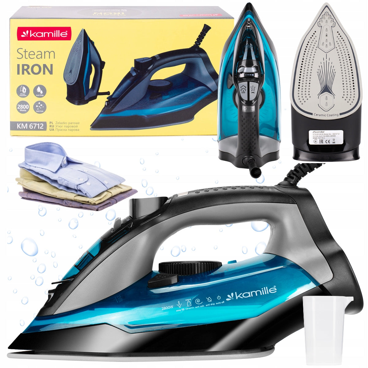 STEAM IRON 2800W ANTI-CALC ANTI-DRIP VERTICAL PRESSING STRONG KAMILLE