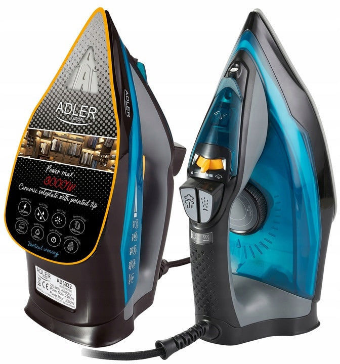 STEAM IRON 3000W CERAMIC SELF CLEANING FIREFIGHTER ANTI-CALC 5 FUNCTIONS