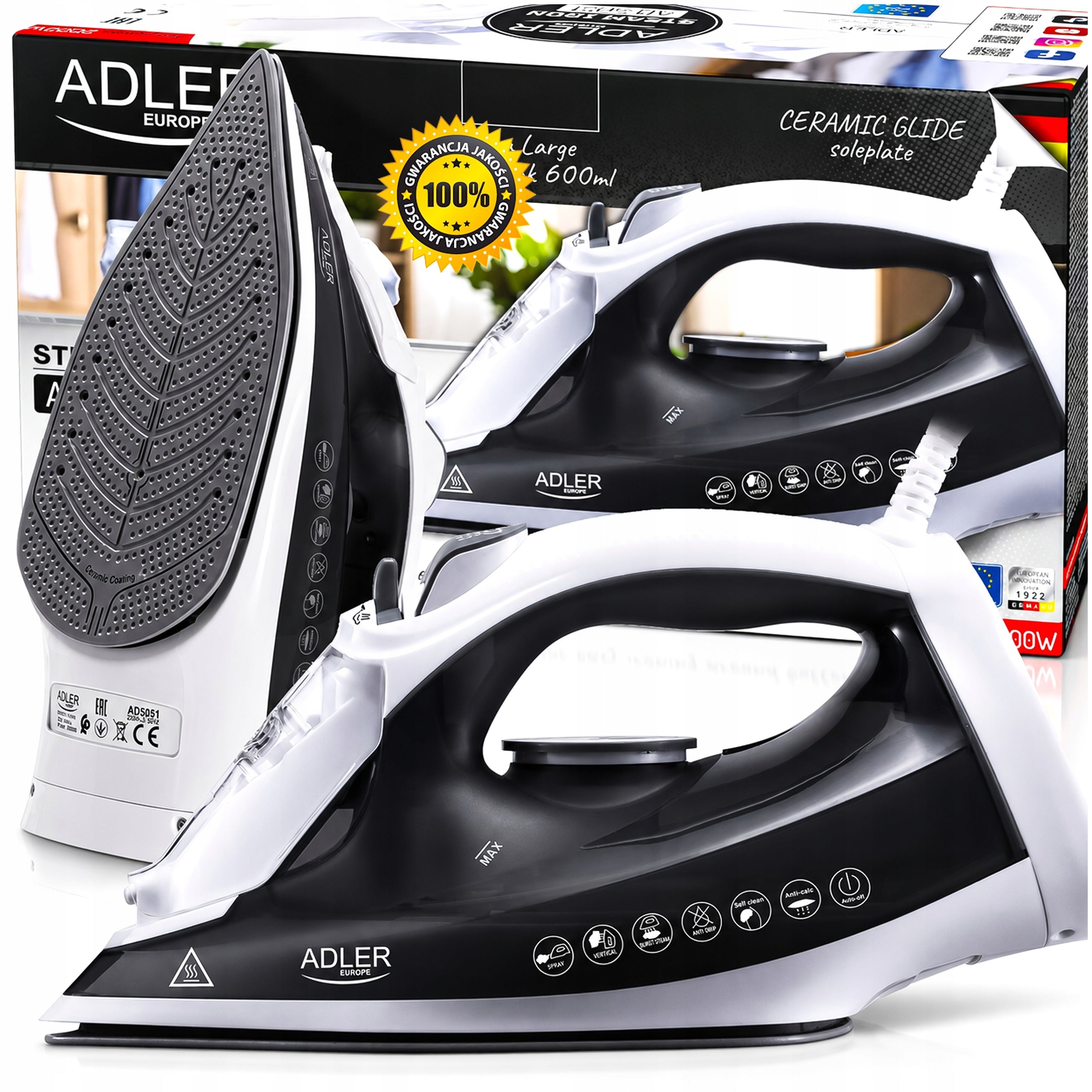 STEAM IRON 5 FUNCTIONS PRESSING CERAMIC FOOT 4 SYSTEMS