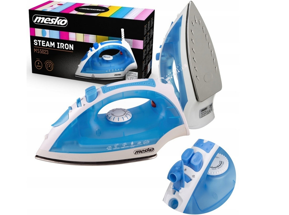 STEAM IRON FOR IRONING TEMPERATURE CONTROL FOOT INOX 2200W MESKO Packaging status original