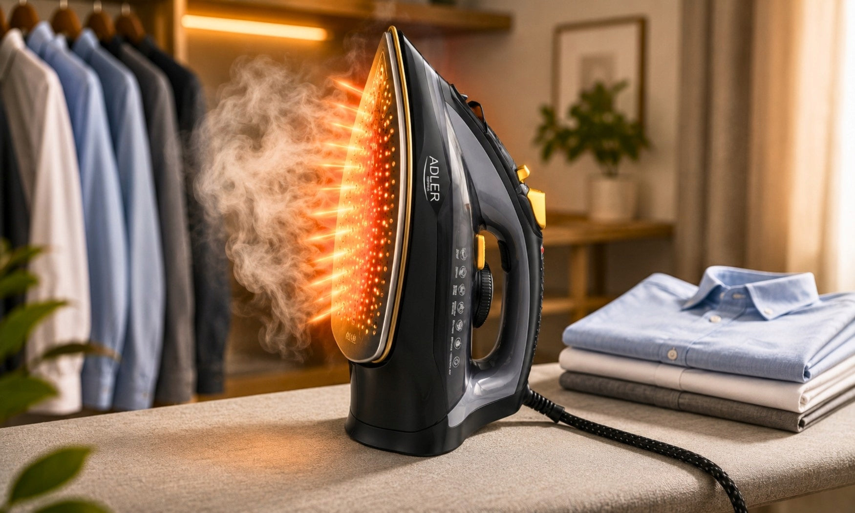 STEAM IRON HAND CERAMIC ANTI DRIP ANTI INCHC STRONG FIREFIGHTER 3000W Brand ADLER