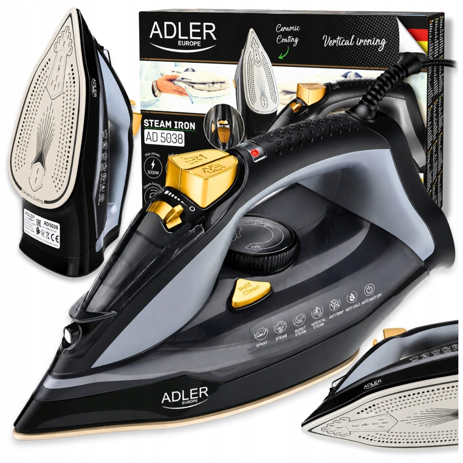 STEAM IRON HAND CERAMIC ANTI DRIP ANTI INCHC STRONG FIREFIGHTER 3000W