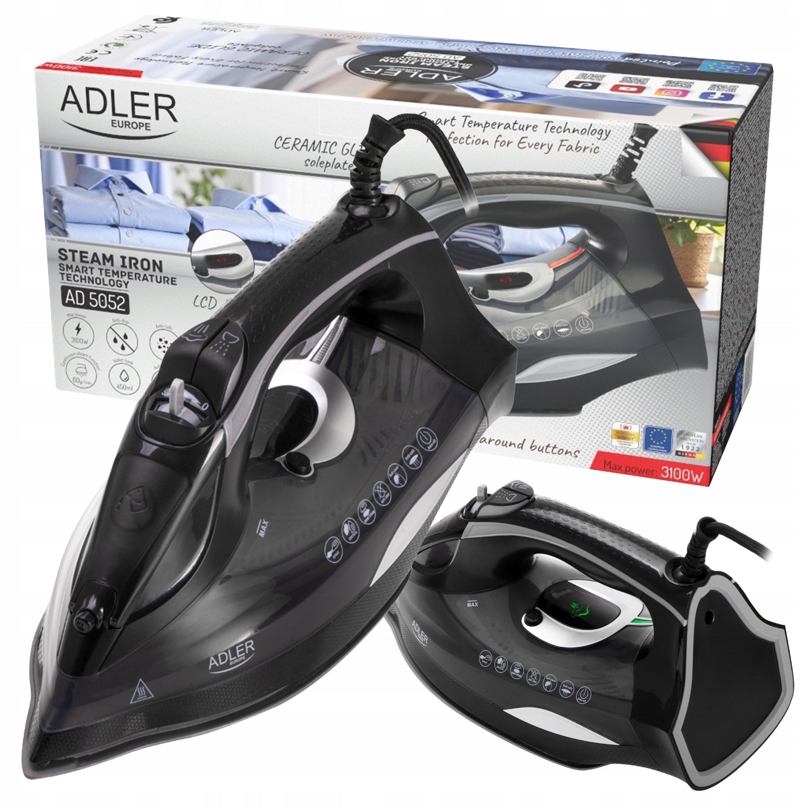 STEAM IRON HAND PRESS VERTICAL 3100W FIREFIGHTER CERAMIC FOOT