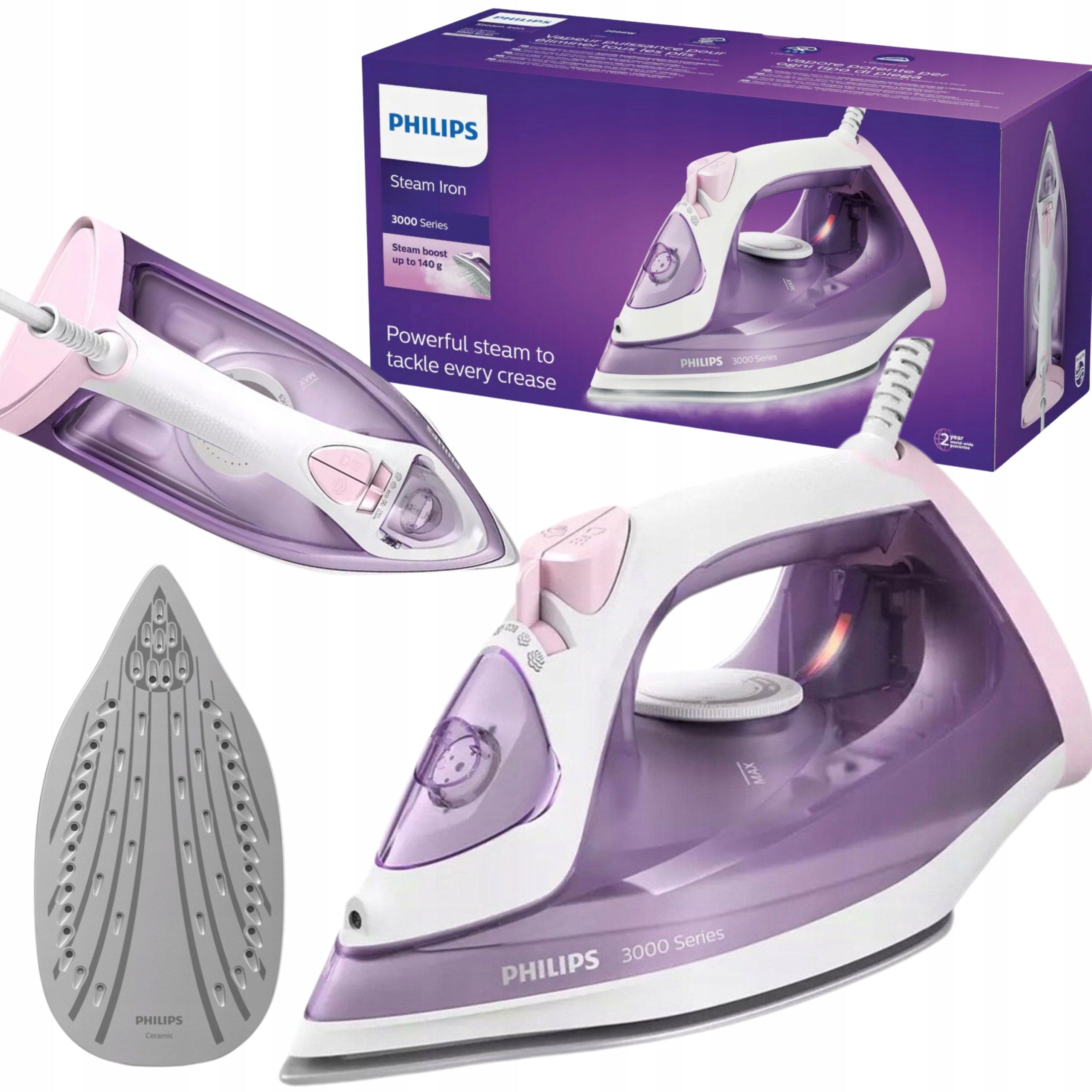 STEAM IRON PHILIPS DST3010/30 2000W CERAMIC PINK STRONG
