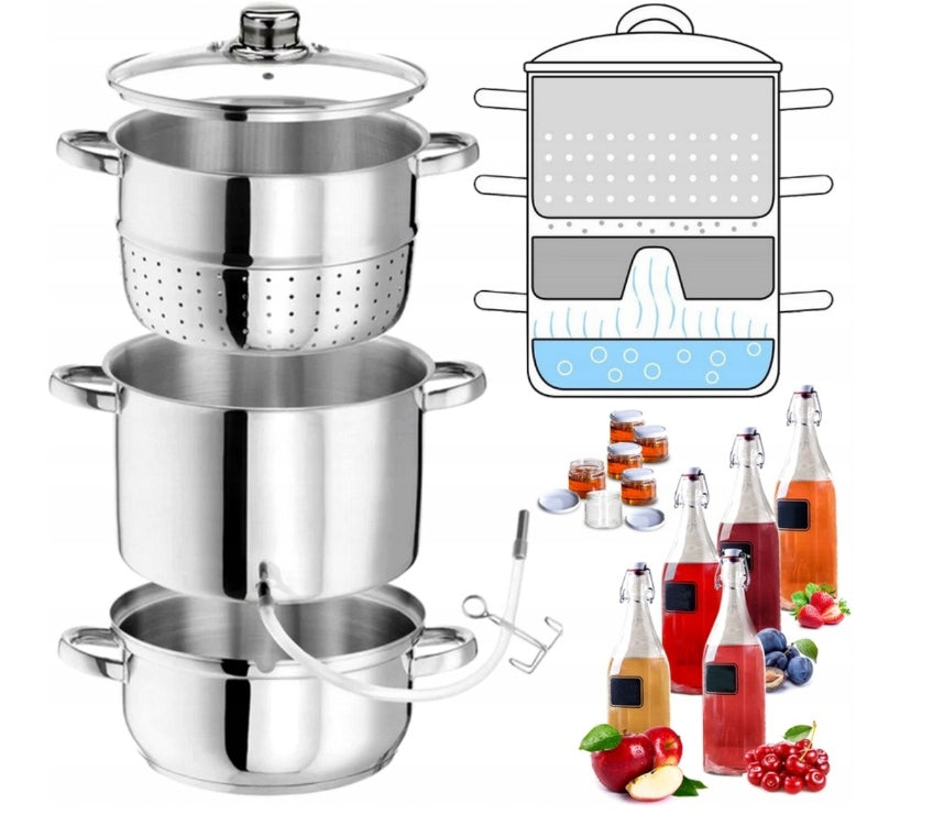 STEAM JUICER Induction POT Stainless Steel GAS Large 8 L Brand Brunbeste