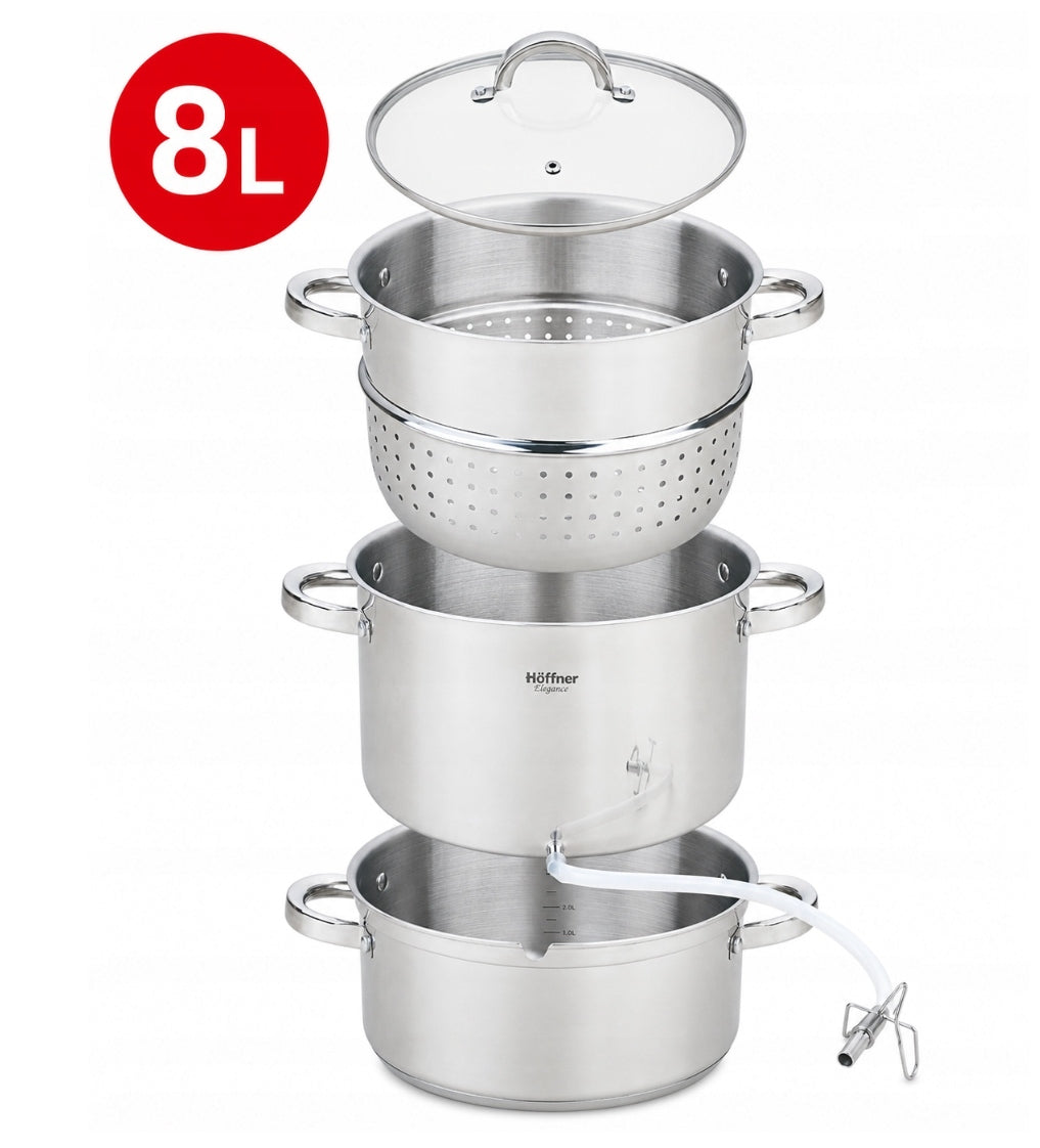 STEAM JUICER JUICE POT 8L STAINLESS STEEL INDUCTION GAS CERAMIC Capacity 8 l