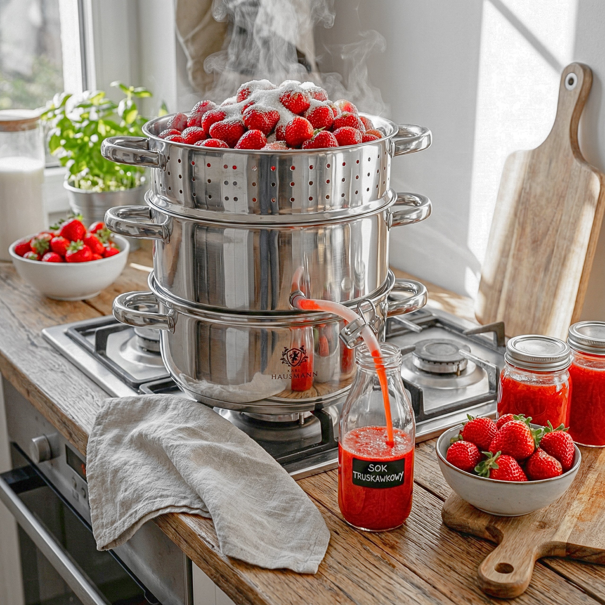 STEAM JUICER STAINLESS STEEL 5L FOR INDUCTION GAS JUICER KARL HAUSMANN Manufacturer code sokownik 5l karl hausmannn nitowane uchwyty