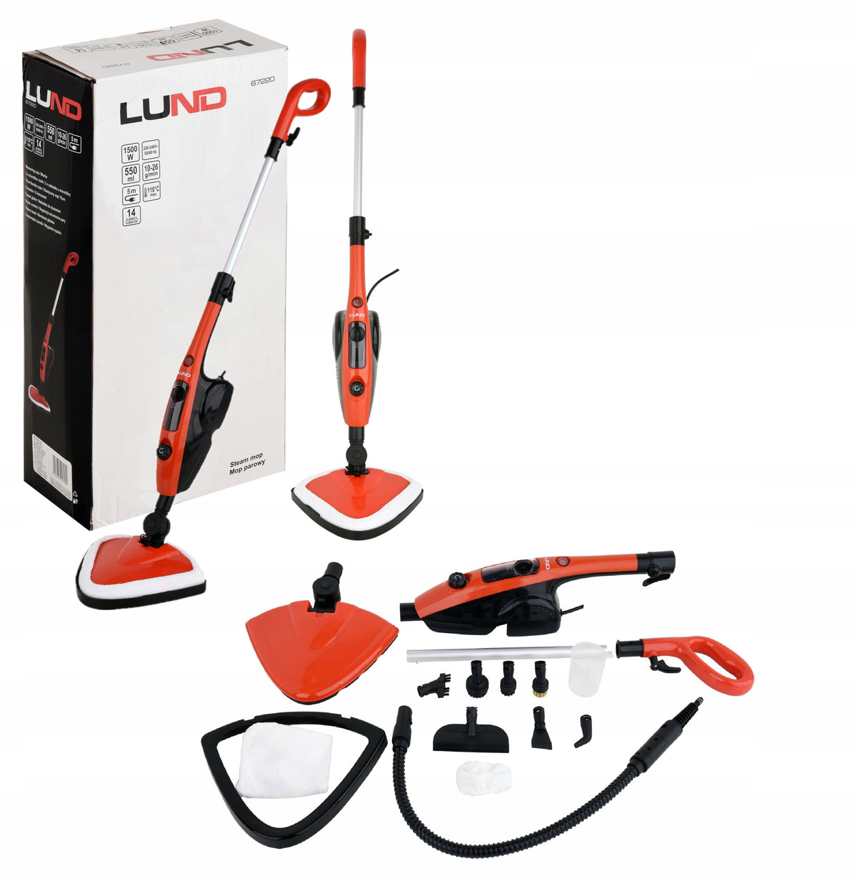 STEAM MOP STEAM CLEANER WITH ADJUSTABLE LUND 67220