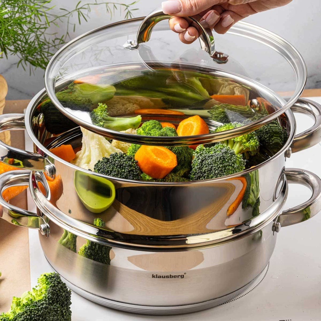 STEAM POT KLAUSBERG 24CM STAINLESS STEEL 3 ELEMENTS KB-9072 Packaging status original
