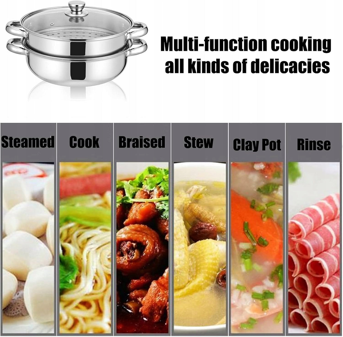 STEAM POT STAINLESS STEEL STEAMING SET Capacity 19.5 l