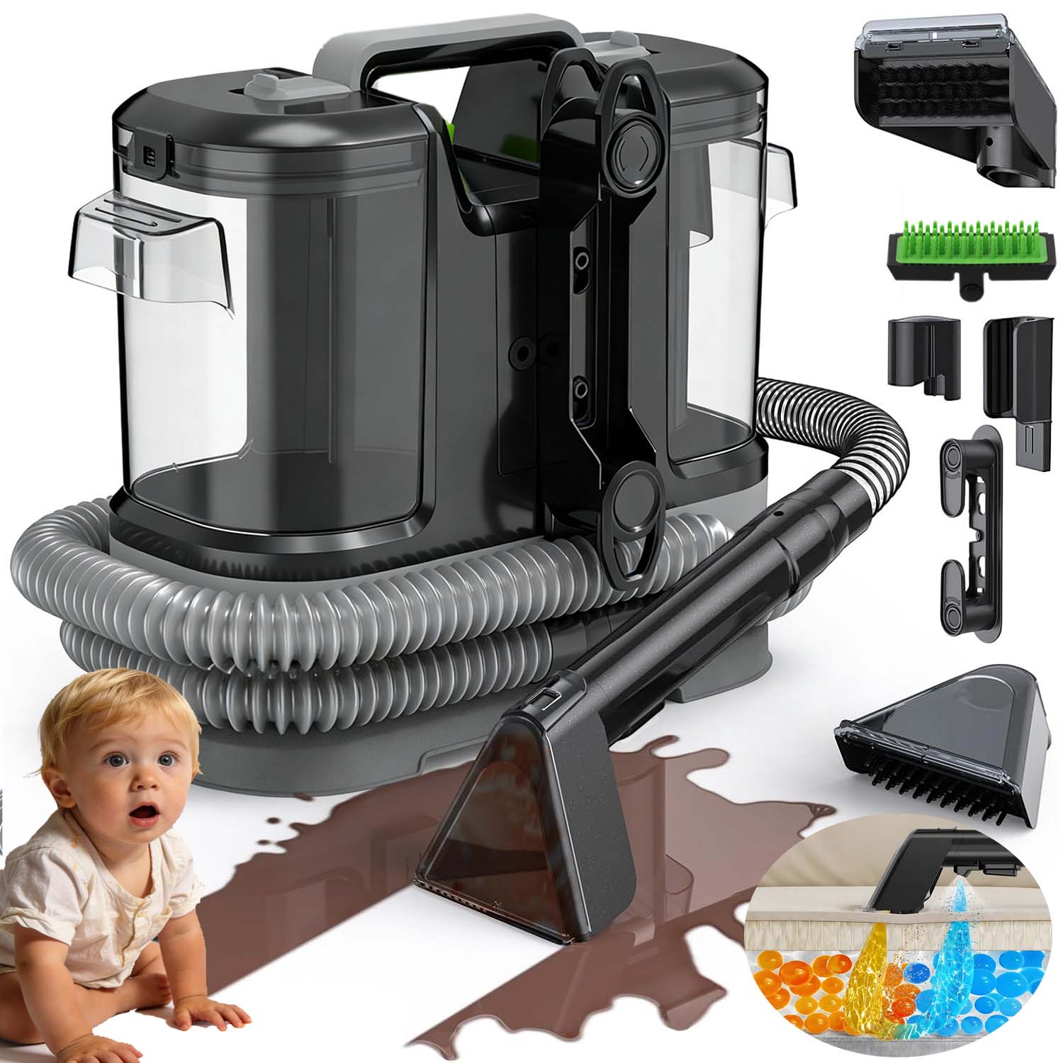 STEAM SPOTCLEANER CLEANING MACHINE FOR SOFAS, MATTRESSES, CARPETS
