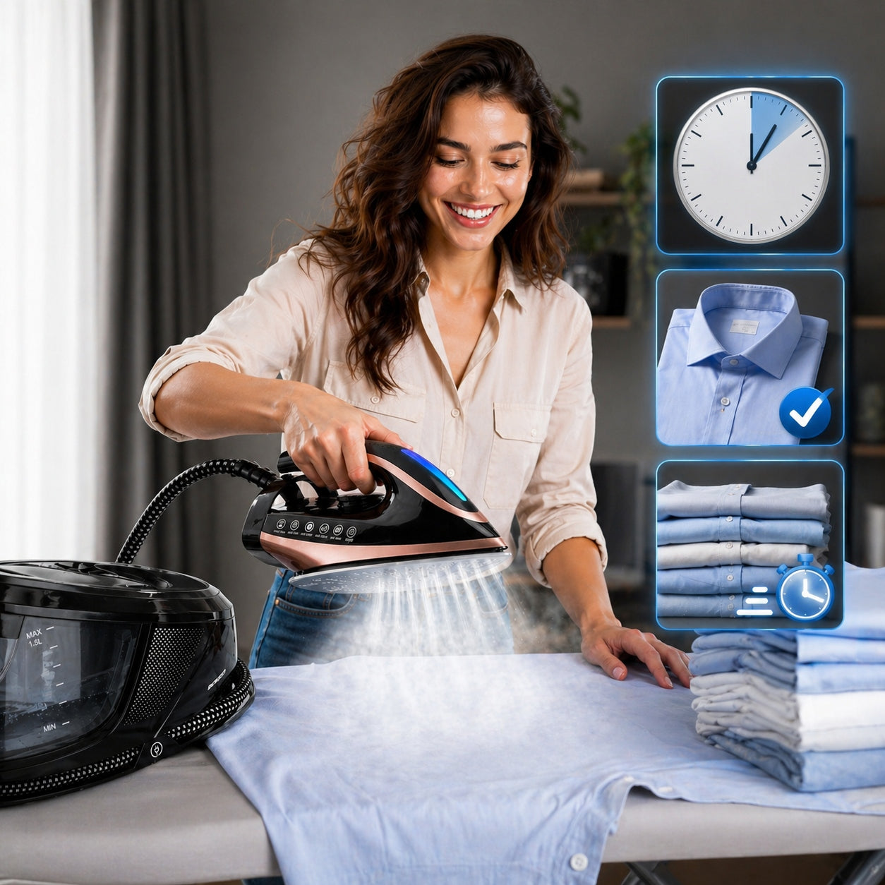 STEAM STATION IRON STEAM GENERATOR WITH 3000W STATION WITH CERAMIC COATING Packaging status original