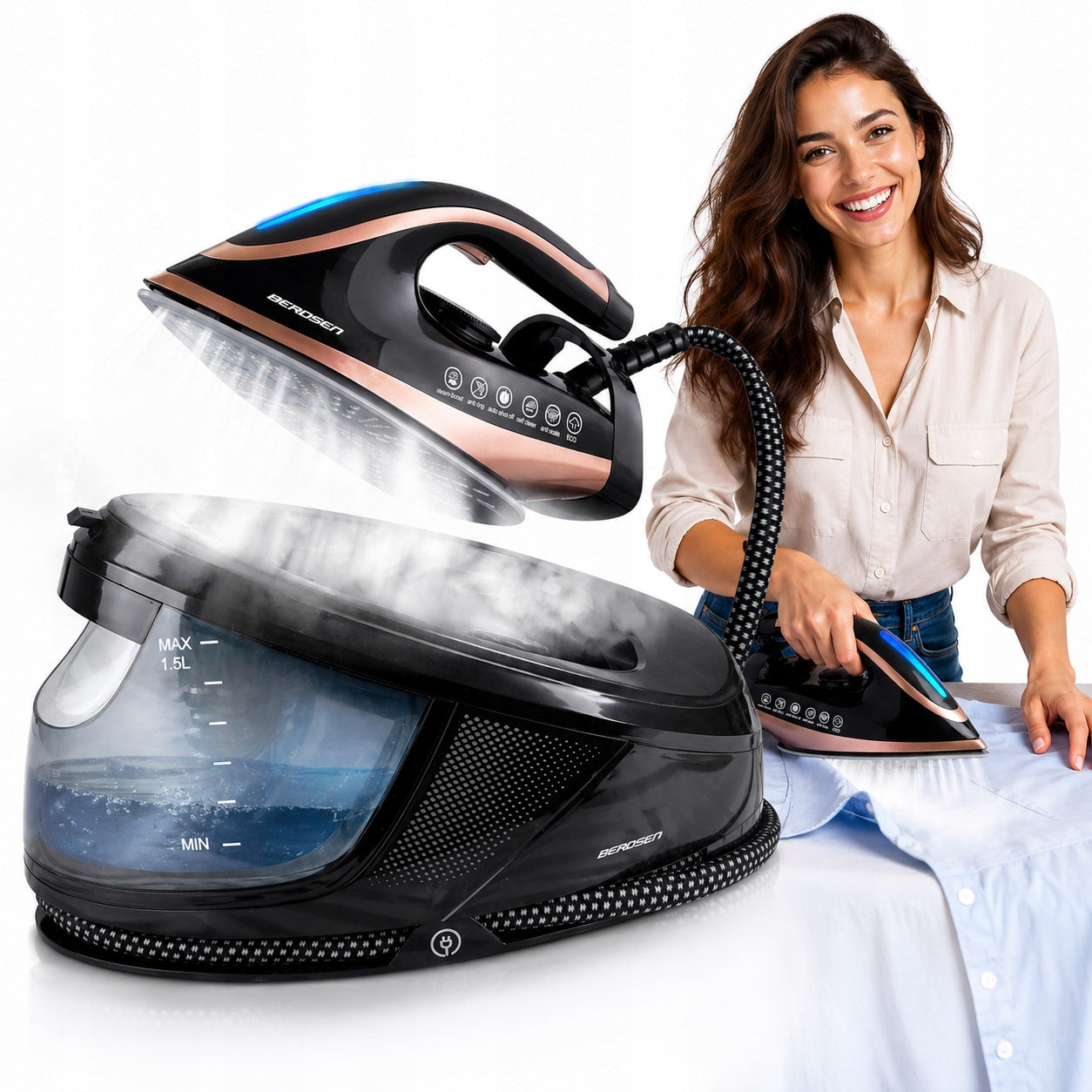 STEAM STATION IRON STEAM GENERATOR WITH 3000W STATION WITH CERAMIC COATING