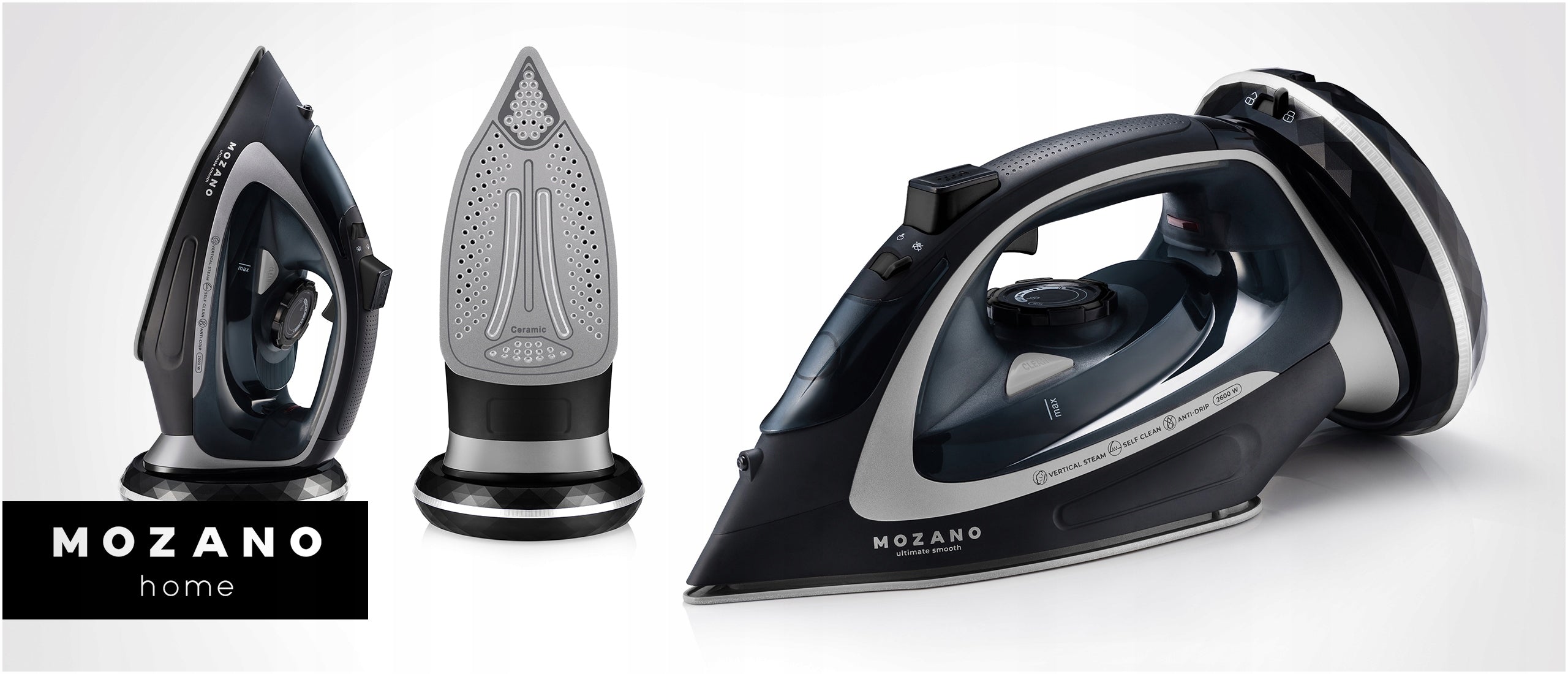 STEAM WIRELESS IRON HIGH POWER 2600W CERAMIC COATING MOZANO Packaging status original