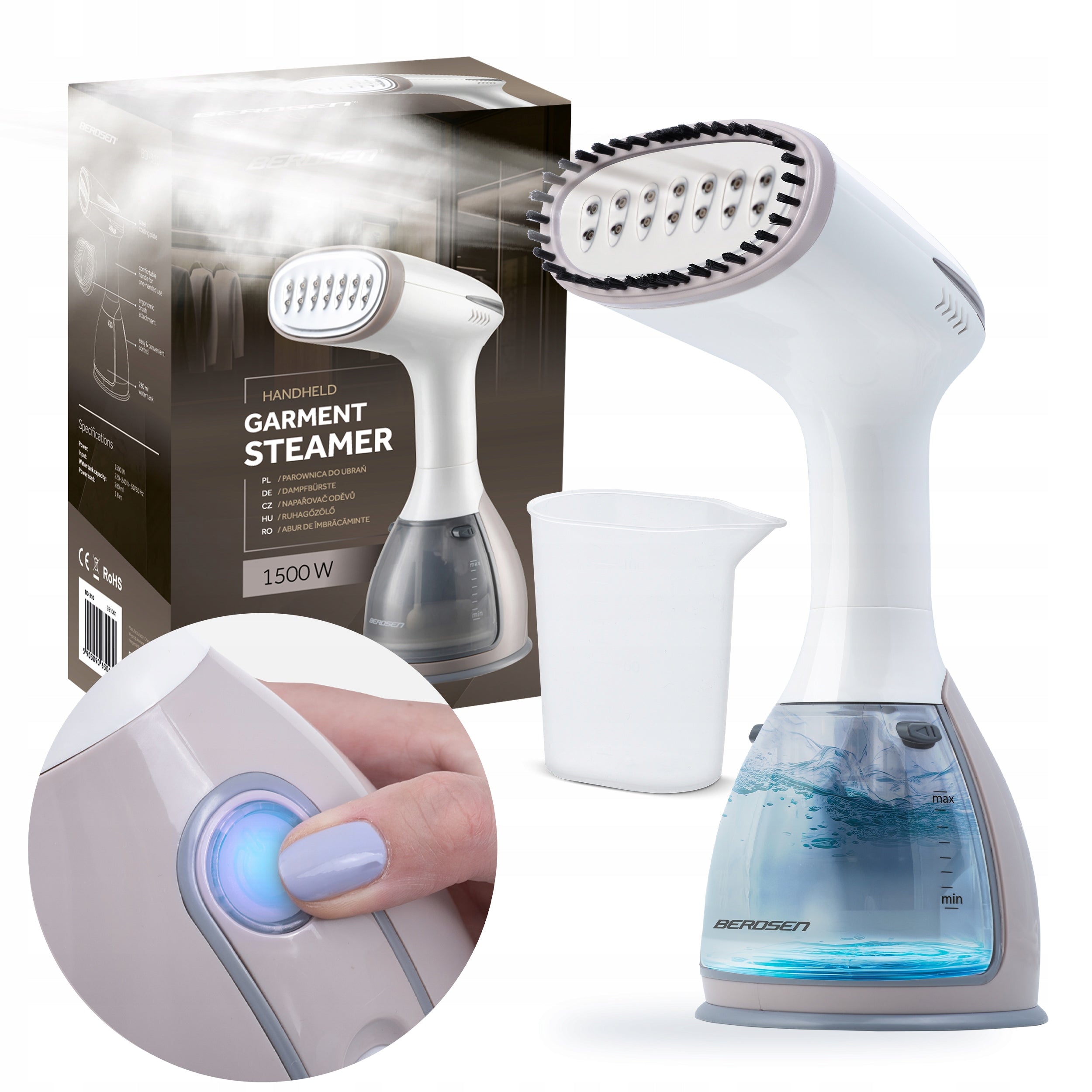 STEAMER FOR CLOTHES 1500IN SET STEAMER IRON PRAOWE BERDSEN 32g/min NEW