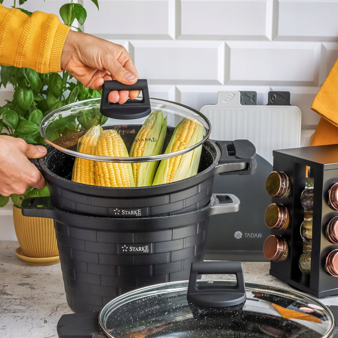 STEAMER INDUCTION Steaming pot 6,3l Brick Marble Starke Pro Packaging status original