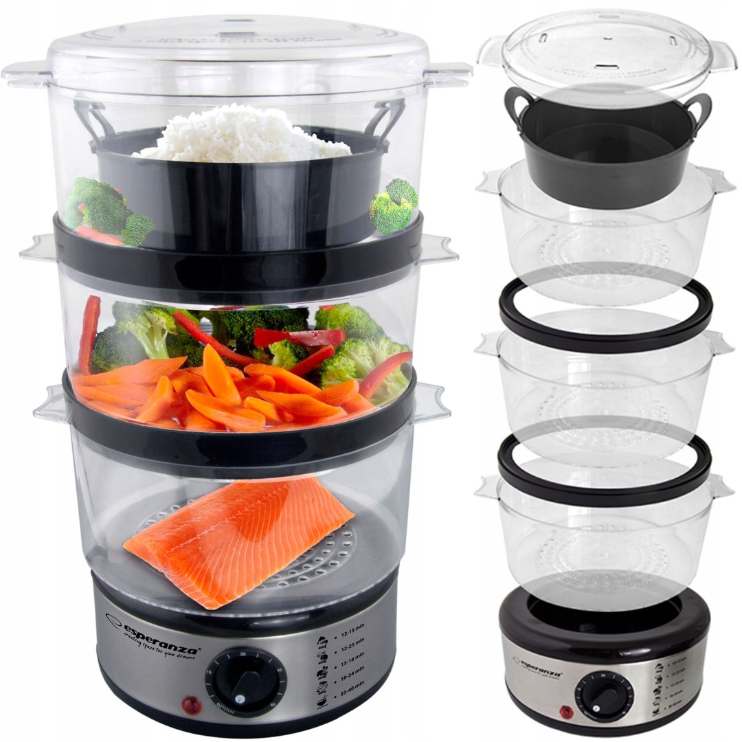 STEAMER STEAM COOKER STEAMING DOUBLE-DECKER TRANSPARENT 400W 7,5L EAN (GTIN) 6955753368027