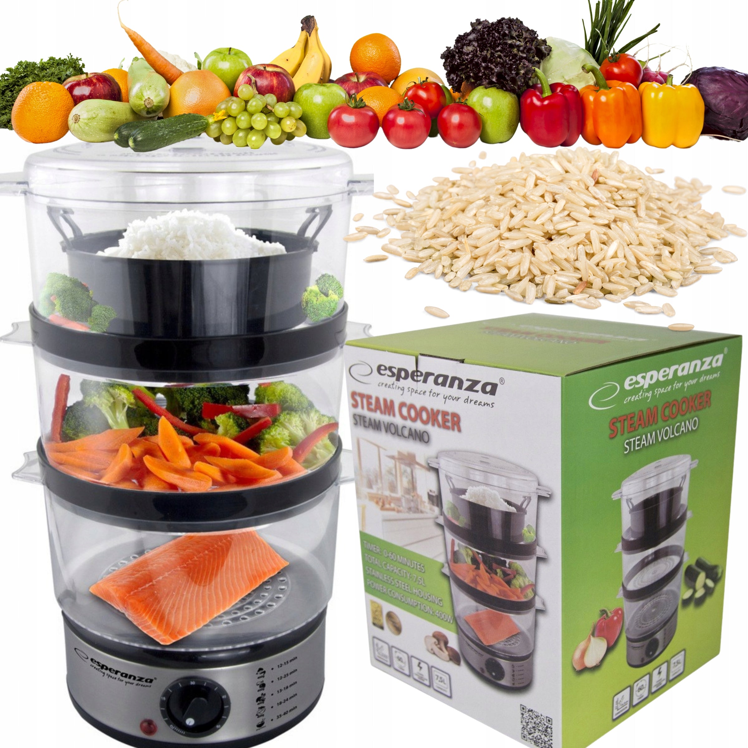 STEAMER STEAM COOKING RICE COOKER 3 LEVELS
