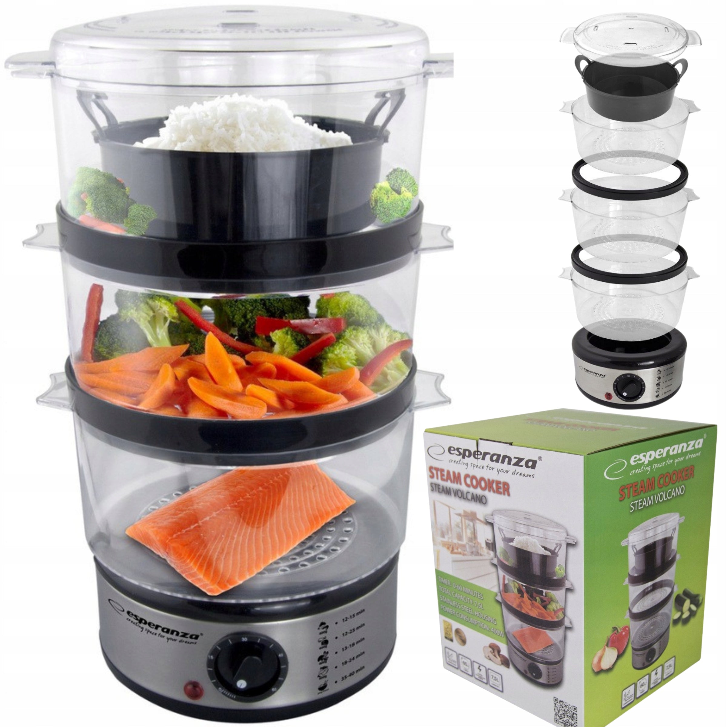 STEAMER STEAM COOKING RICE COOKER 3 LEVELS