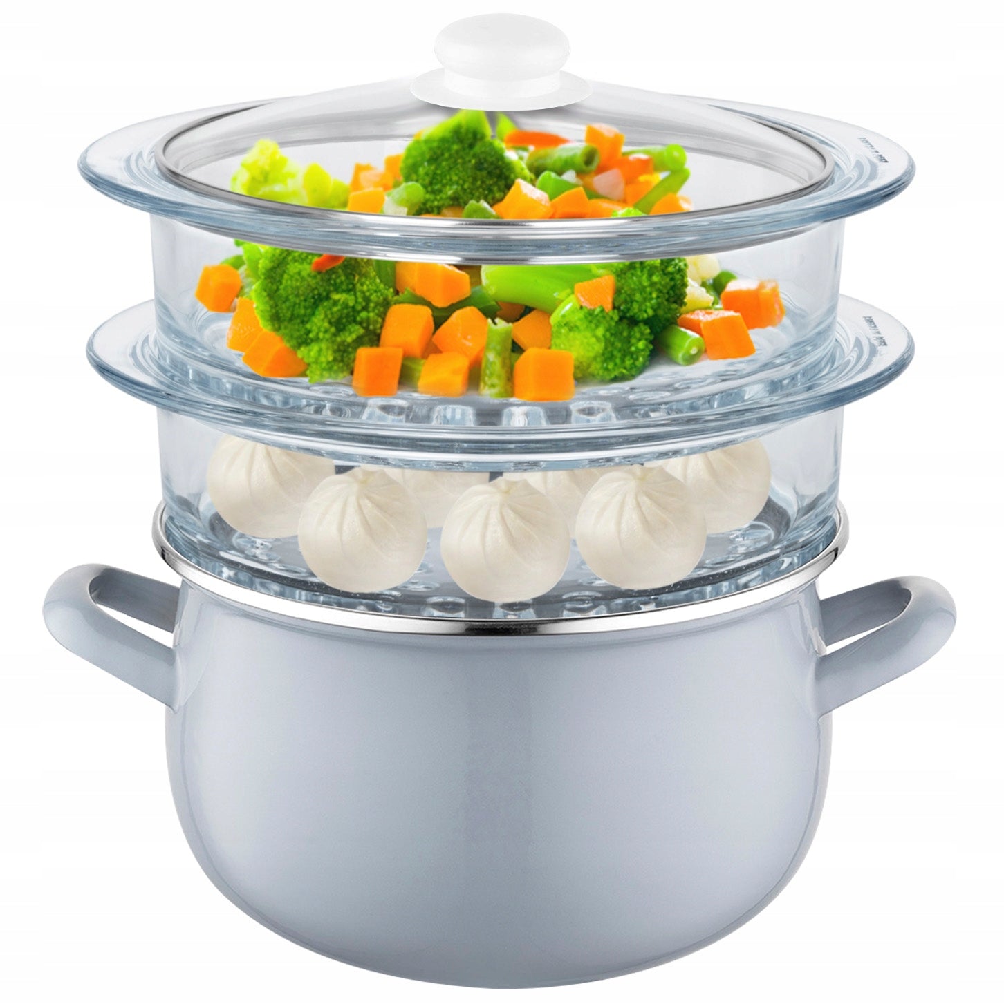 STEAMER STEAMING POT 2 Glass Sieves Fat Free Induction