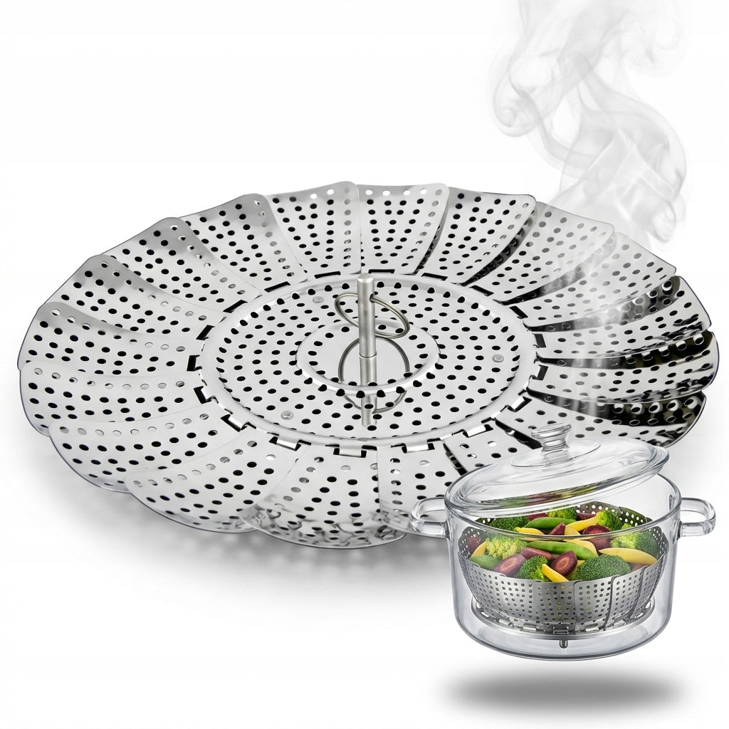 STEAMER STEAMING STRAINER stainless steel basket pot insert 23 cm