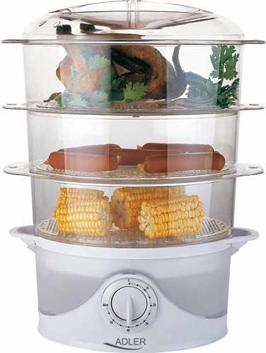 STEAMING ELECTRIC STEAMER 3 LEVEL TIMER WHITE 800W ADLER