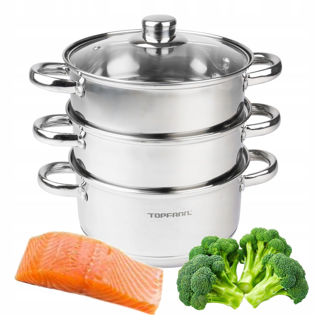 STEAMING POT 22CM STEAMER STEAM POT STEEL INDUCTION GAS