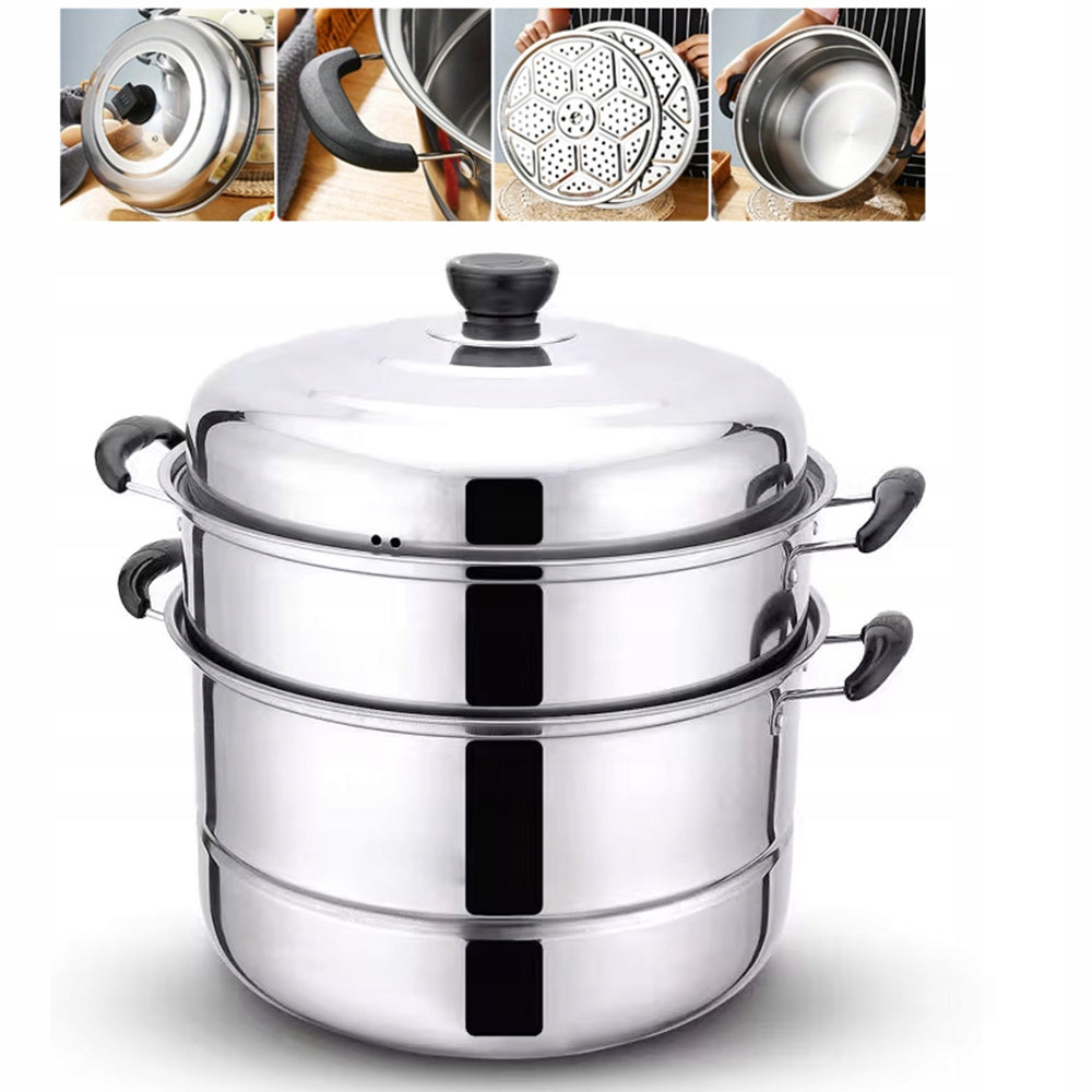 STEAMING POT 28CM STEAMER STEAM POT STEEL INDUCTION GAS