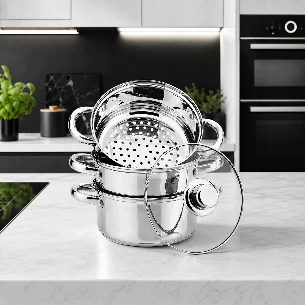 STEAMING POT STEAMER18CMX25CM INDUCTION GAS POTS Manufacturer code PAROWNIK 3-Poziomy